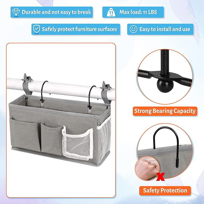 Bedside Caddy, Bedside Storage Bag Hanging Organizer - Image 2