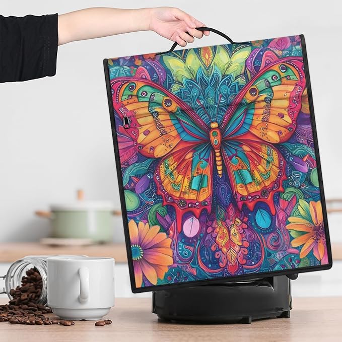 Kitchen Aid Mixer Cover Animal Butterfly Color Flowers Stand Mixer Cover Compatible with 6-8 Quarts Stand Mixers, Dust Covers with Zipper Pocket Foldable Washable Kitchen Aid Organizer Bag