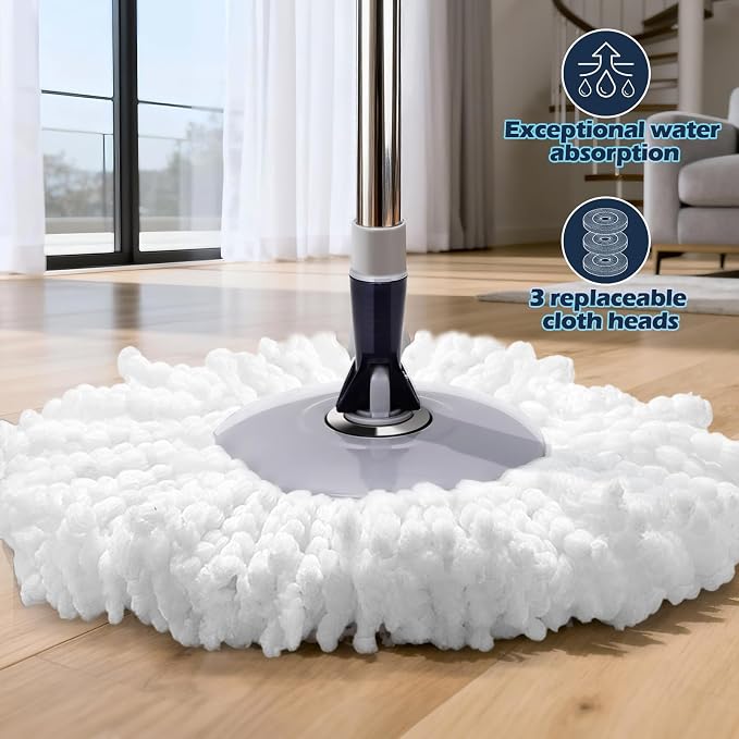 Spin Mop and Bucket Set, Masthome EasyWring Microfiber Spin Mop - Image 6