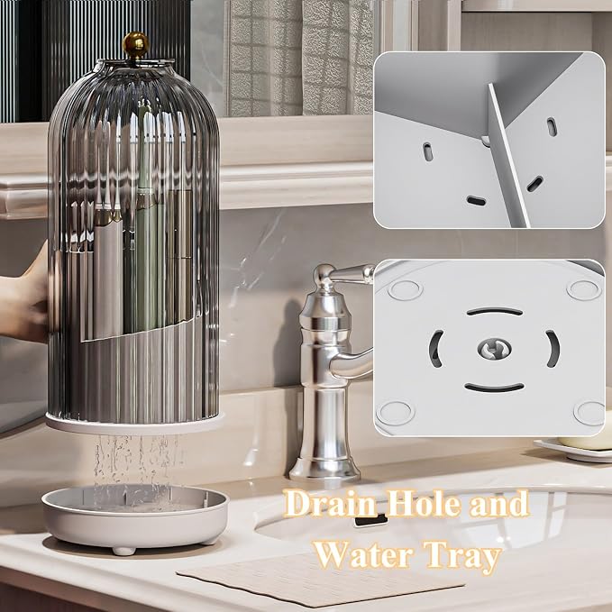 Toothbrush Holder with Drainage Holes Removable Bowl, Waterproof and Dustproof - Image 2