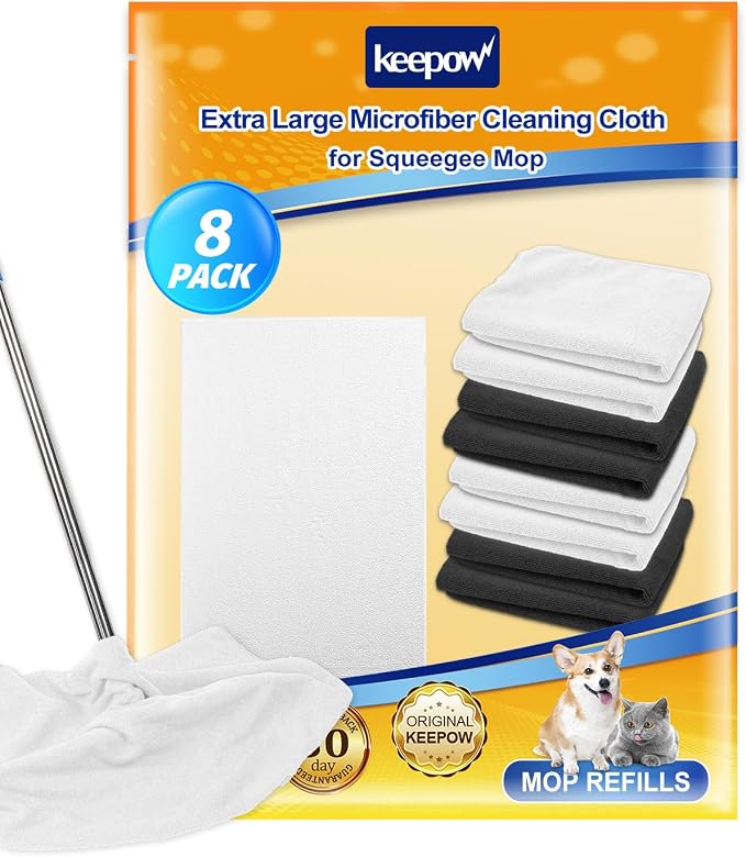 KEEPOW 8PCS Cuban Mop Cloth, Mop Towels by KEEPOW