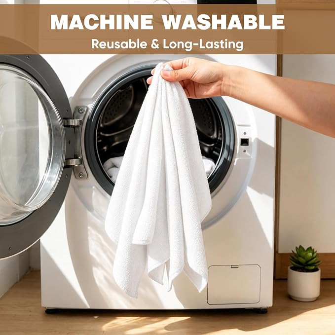 TEAWOO 10 PCS White Microfiber Cleaning Cloths, Car Towels, Kitchen Towels - Image 6