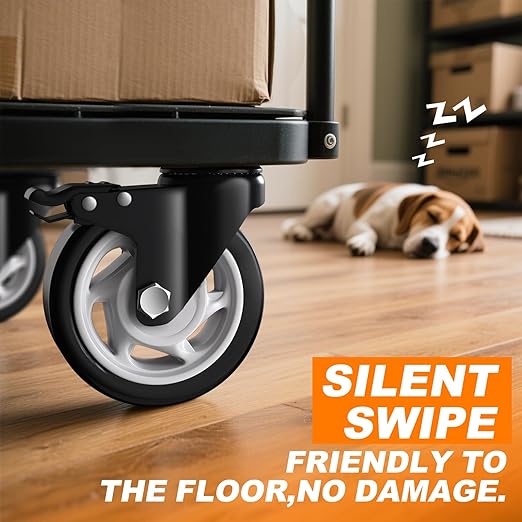 5 Inch Heavy Duty Casters, 2600lbs Capacity (Set of 4) - Industrial Swivel Caster Wheels with Brakes for Workbenches, Carts & Furniture - Floor Protecting & Quiet Roll