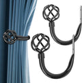 HIKMLK 2pcs Piano Black Metal Curtain Tiebacks by HIKMLK