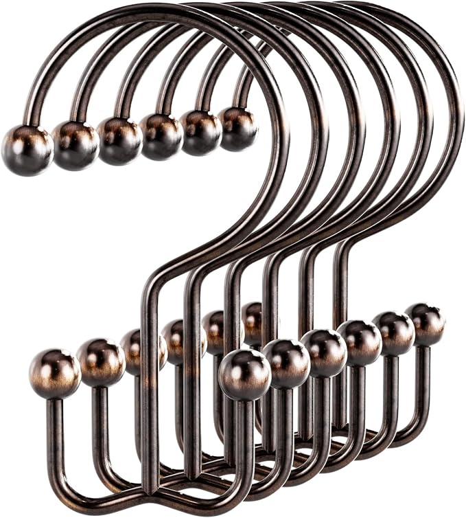 Bathway Shower Curtain Hooks Bronze Shower Curtain Rings, Metal Shower Hooks by Bathway