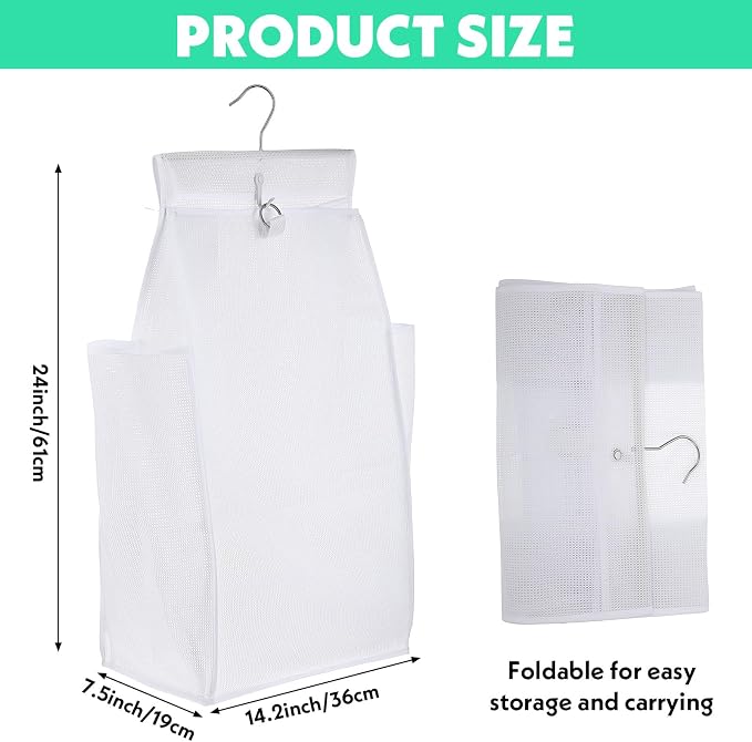 2 Pcs Hanging Foldable Breathable Mesh Laundry Hamper, Hanging Laundry Bag - Image 2