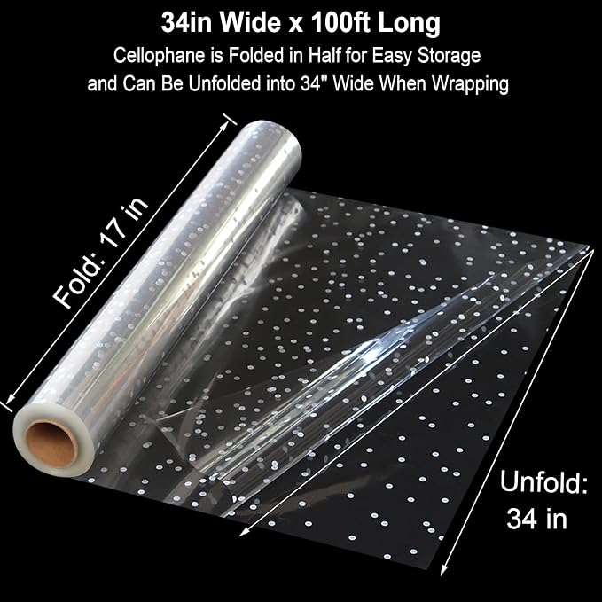 100 ftx34 in Extra Wide Clear Cellophane Wrap Roll - Image 2