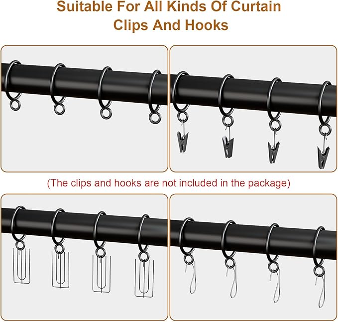 100 Packs Black Metal Curtain Rings - Image 3