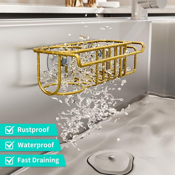 HapiRm Sponge Holder for Kitchen Sink, No Drill Kitchen Sink Caddy Organizer - Image 3