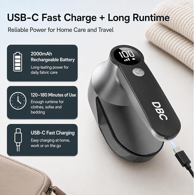 DBC Rechargeable Fabric Shaver, 3-Speed Lint Remover Lint Shaver - Image 8