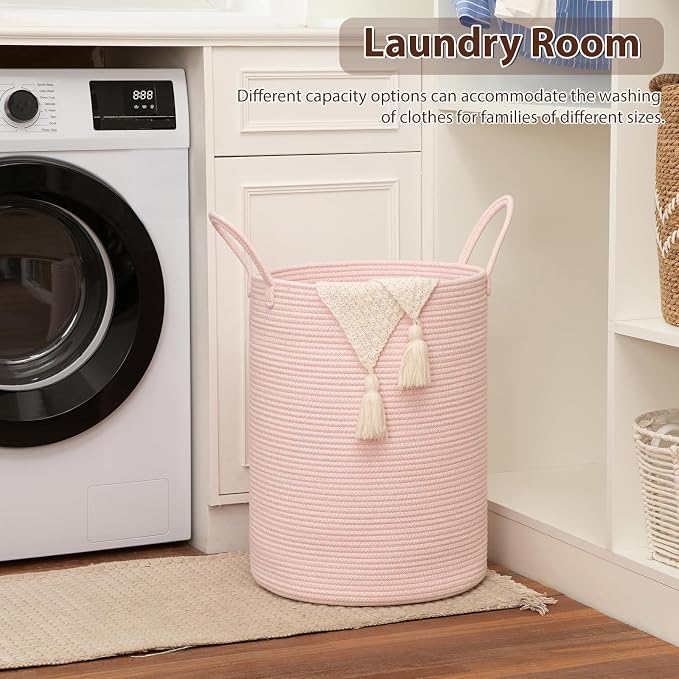 OIAHOMY 80L Nursery Hamper Laundry Basket Laundry Hamper Pink - Image 4