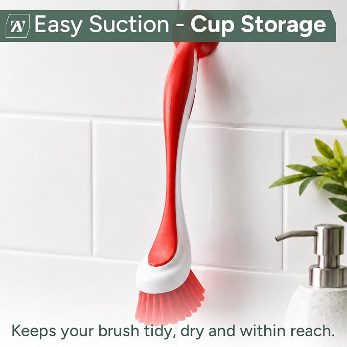 Zuvo Dish Brush Set of 3 with Suction Cup – Dish Scrubber & Cleaning Brush | - Image 6