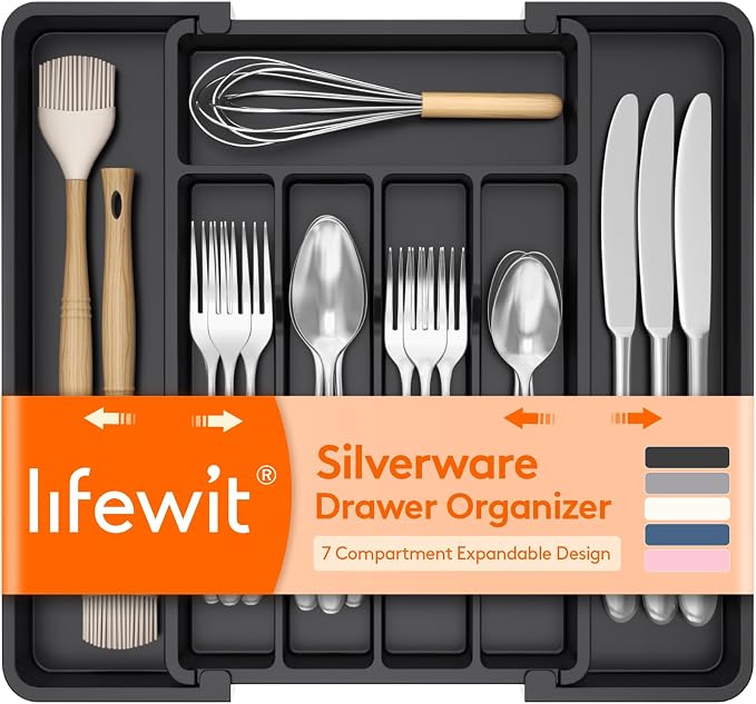 Lifewit Expandable Silverware Drawer Organizer, Kitchen Utensil Tray | BPA-free by Lifewit