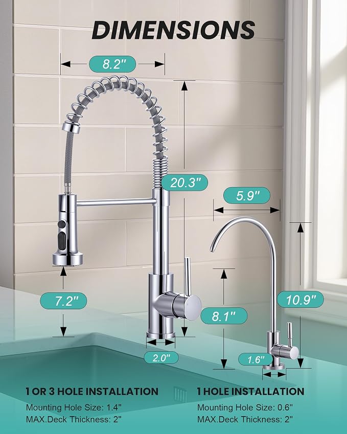 Kitchen Faucet and Water Filter Faucet: Chrome Kitchen Sink Faucet - Image 7