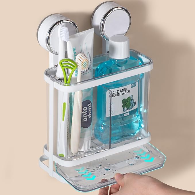 Toothbrush Holders Electric Tooth Brush and Toothpaste Organize, Suction Cup by Heagoale