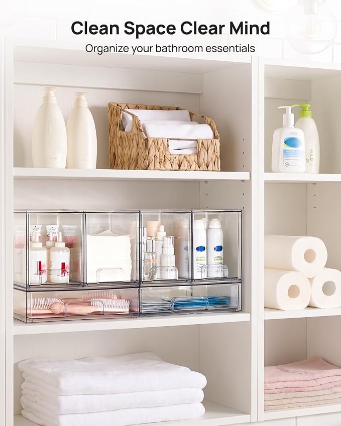 Vtopmart Clear Stackable Storage Drawers Set of 3, Plastic Organizer Bins | - Image 6