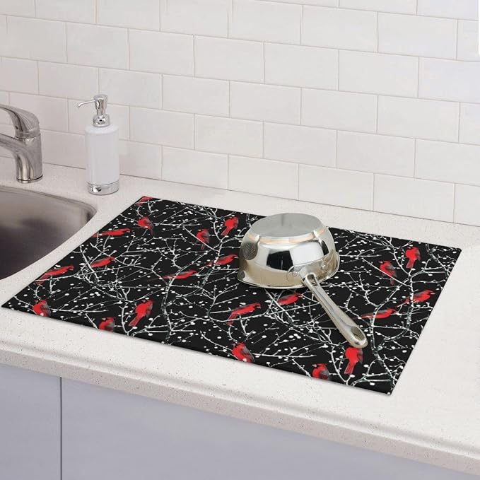 Red Bird Winter Red Cardinals Dish Drying Mat - Image 7
