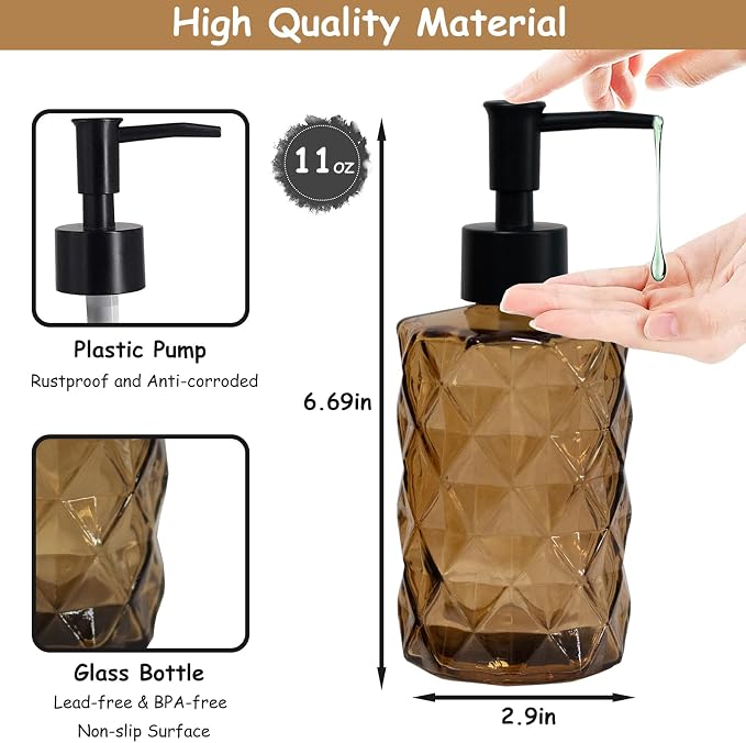 YYTSGG Brown Glass Soap Dispenser - Image 2