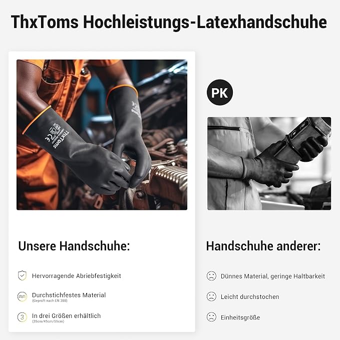ThxToms Chemical Resistant Gloves, Long Rubber Gloves, Puncture Resistant | - Image 6