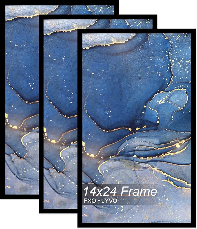 14x24 Poster Frame Set of 3, Black Frame for 14 x 24 Inch Picture Poster Photo, Light Weight and High Transparent 14 by 24 Frame for Wall - 3 Pack/Black/14 x24