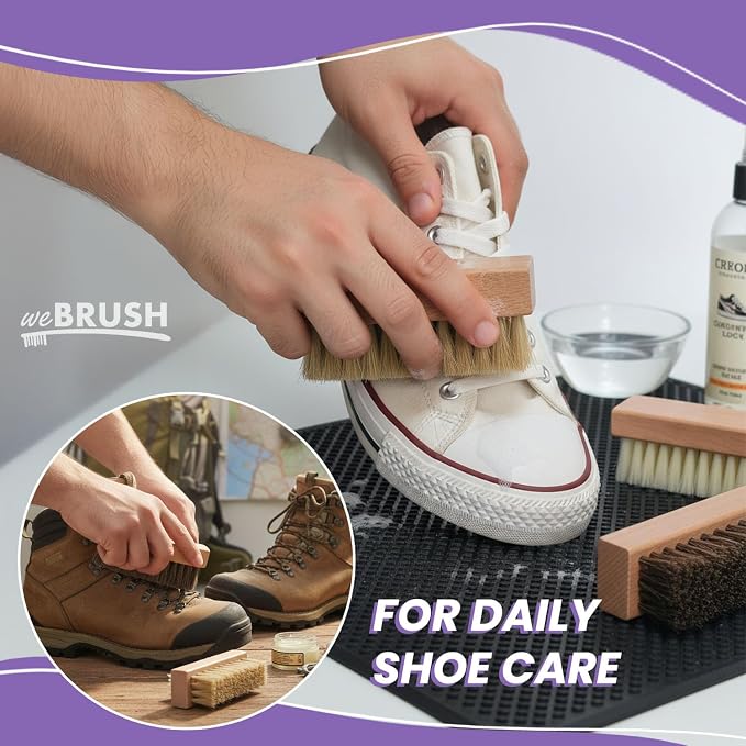 3 Small Shoe Brushes, Shoes Cleaning Brush Kit, Suede Shoe Cleaner, Boot White - Image 3