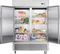 54"W Commercial Freezer 2 Section 2 Solid Door Stainless Steel Reach-in Freezer 42.2 Cu.ft. Upright Fan Cooling Freezer for Restaurant, Bar, Shop, Home, Business, Kitchen, Residential, ETL & DOE