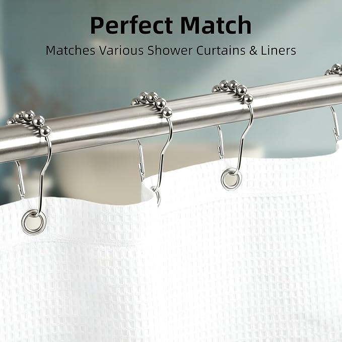 Shower Curtain Hooks Rings, Decorative Rust Proof Stainless Steel Shower - Image 6