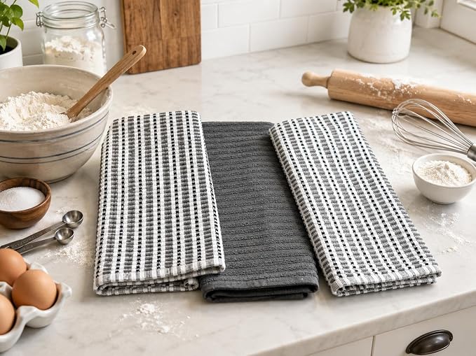 Serafina Home Thanksgiving Kitchen Towels- Set of 3 100% Cotton Solid Dark Gray - Image 6