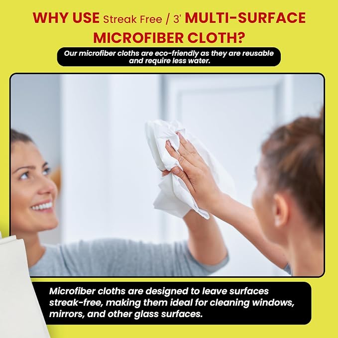 Streak Free/3 Microfiber Glass Cleaning Cloth, 6 Pack, Lint Free & Reusable | - Image 4