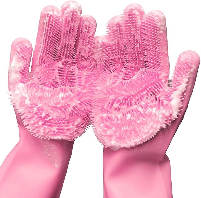 Silicone Dishwashing Gloves, Pet Grooming Rubber Scrubbing by Yinceber