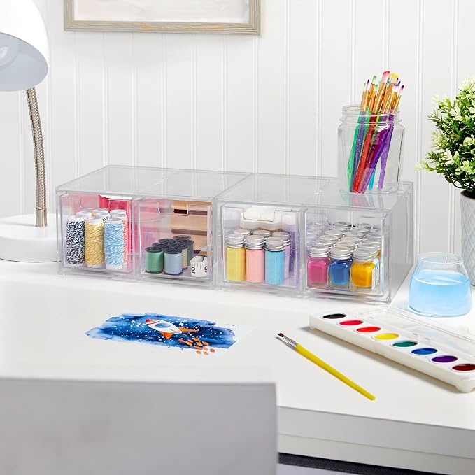 STORi Stackable Desk Organizer drawers, 4 Tall Drawers - Image 9