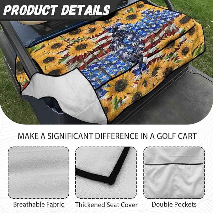 Golf Cart Seat Cushion Cover Featuring Comfortable Microfiber Fabric and Waterproof Protection for Outdoor Use