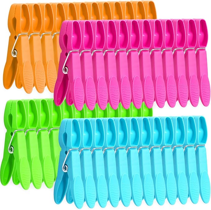 Clothes Pins, 48 Pack Colored Plastic Clothespins, Clothes Pins Heavy Duty by HiGift