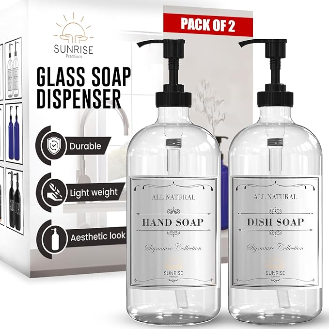 Sunrise Premium Clear Glass Soap Dispenser by SunrisePremium