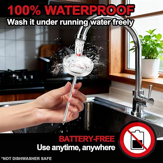 Meat Thermometer Cooking Thermometer Stainless Steel Kitchen Thermometer Temperature Labeled for Poultry, Pork, Beef
