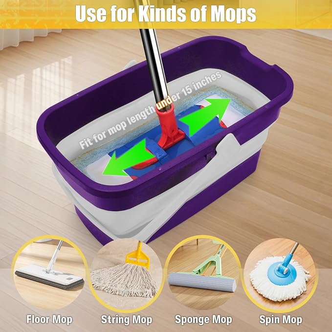 Collapsible Bucket with Handle for Mop Windows Cleaning, 3 Gallon - Image 3