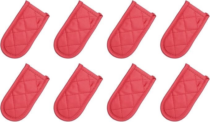uxcell 8Pcs Pan Handle Sleeve, Pot Handle Covers Heat Resistant Iron Skillet Handle Covers for Kitchen Baking Cooking Supplies, Red