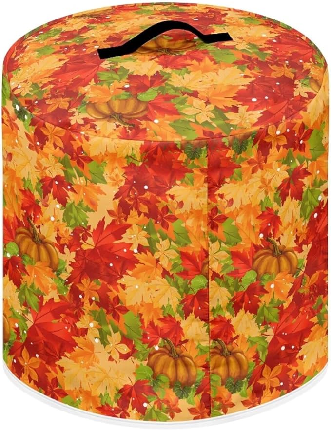 Insulated Pressure Cooker Appliance Dust Cover with Top Handle and Storage Pockets Kitchen Appliance Protector 8 Quart Rice Cooker, Thanksgiving Day Maple Leaf