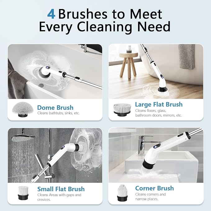 Electric Spin Scrubber, 8 Replaceable Brush Heads - Image 3