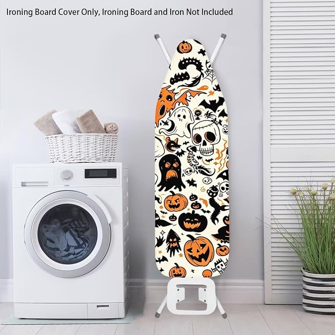Halloween Iron Board Cover Skull Pumpkin Ironing Board Cover and Pad Soft Stain - Image 3