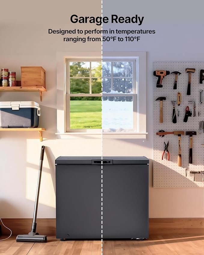 VEVOR Chest Freezer, 6.7 Cu.ft Compact Deep Freezer, Free Standing Top Open Door Chest Freezers with 2 Removable Baskets & Adjustable Thermostat - Energy Saving, Low Noise & Garage Ready, Black