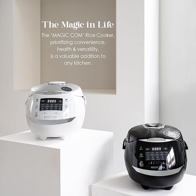 MAGiC COM multi-Functional Digital Rice Cooker 10 Cup Uncooked (20 Cup Cooked), 15-in-1 Programmable Electric Rice & Grain Cooker with Auto Clean, Non-Stick Pot, Steamer Basket, 24H Delay Timer, and Auto Keep Warm(White)