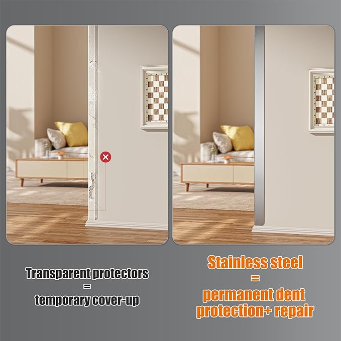1x1x48 Inches 304 Stainless Steel Wall Corner Guards (10-Pack) Heavy Duty Rounded Corner Protector, Smooth Folded Edge Design for Wall Protection Stainless Steel Slab