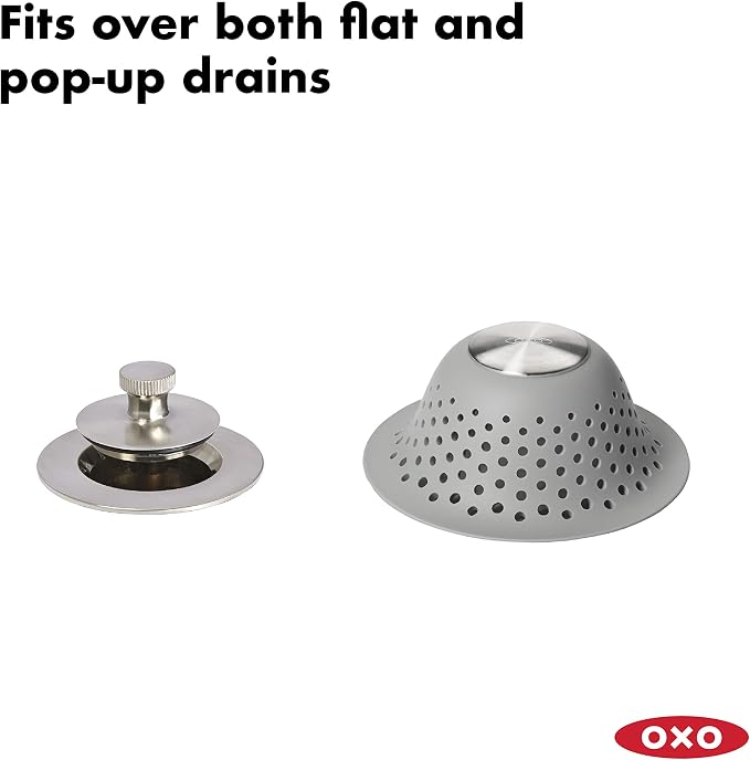 OXO Good Grips Silicone Shower & Tub Drain Protector, Hair Drain Catcher | Hair - Image 2