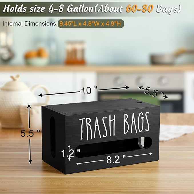 DRASTAR Trash Bag Dispenser, Trash Bag Holder Wall Mount, Wooden Trash Bag - Image 2