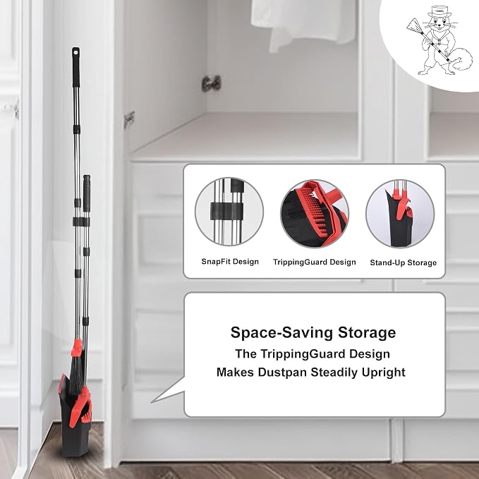 Broom and Dustpan Set for Home, ZeroGap Lip, Upright Storage Broom Combo for - Image 7