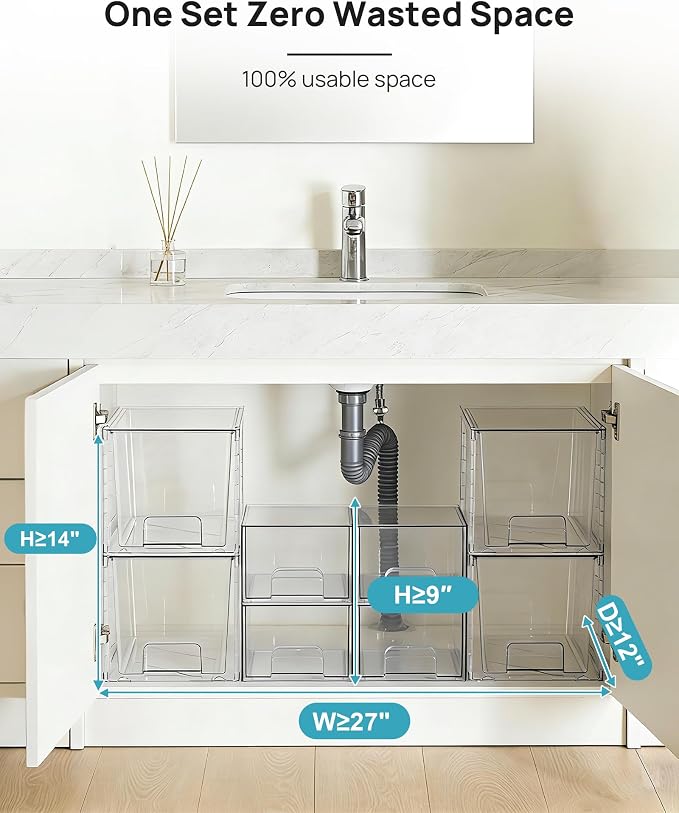 Vtopmart 8 Pack Clear Pull-Out Under Sink Organizer Set - Image 6