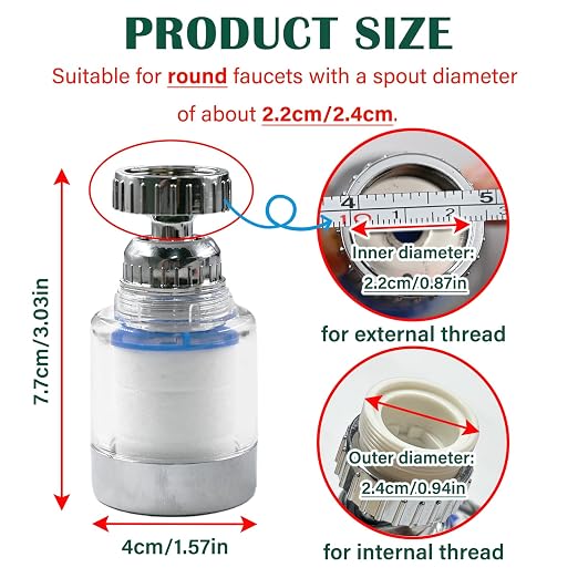 2-Pcs Sink Water Faucet Filter, 360 Degree Rotating Faucet Filter Water Filter - Image 2
