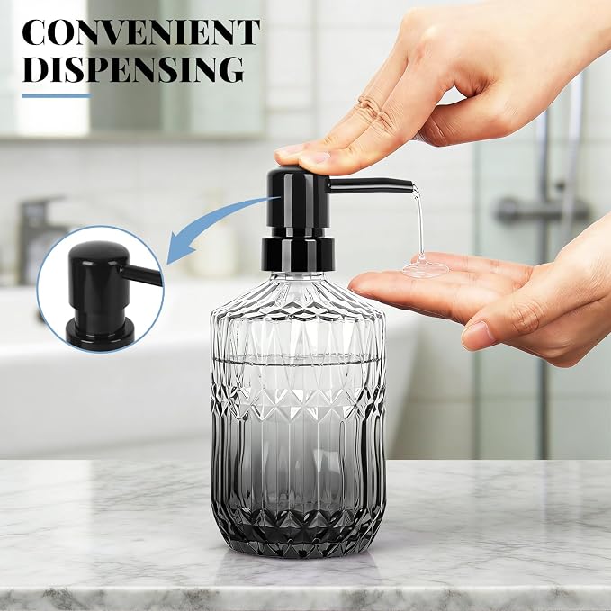 Glass Soap Dispenser with Plastic Pump, 13.5Oz Soap Dispenser - Image 4