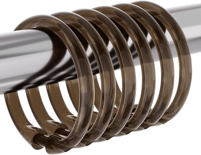 Amazer Plastic Shower Curtain Rings, O Shape Amber Brown Shower Curtain Hooks by Amazer